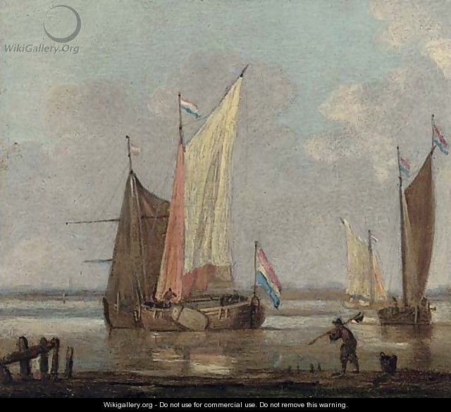 Shipping in an inlet in a calm - (after) Willem Van De, The Younger Velde