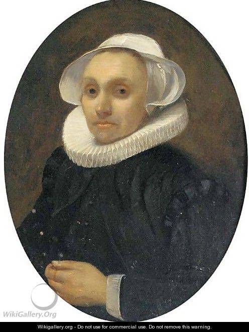 Portrait of a lady, half-length, in a white ruff and cap - (after) Willem Drost