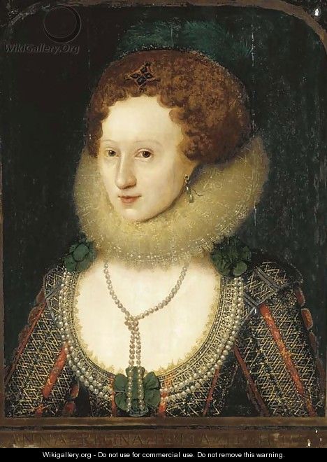 Portrait of a lady, bust-length, traditionally identified as Anne of Denmark - (attr. to) Larkin, William