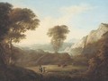 Figures in an extensive river landscape - (after) William George Jennings