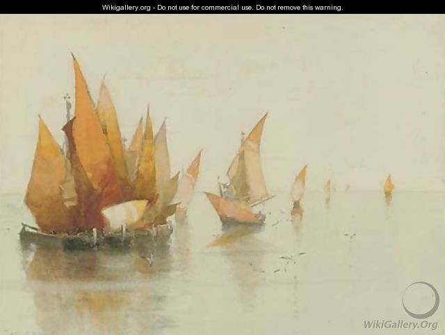 Fishing craft on the Lagoon, Venice - Clara Montalba