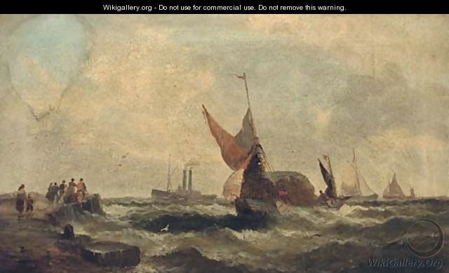 Shipping in a swell; and Shipping coming into a quay - (after) William A. Thornley Or Thornber