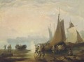 Figures on a beach unloading the catch - (after) William Joseph Shayer