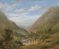 A Welsh valley, the sea beyond - English School