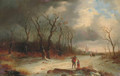 A wayside conversation in a winter landscape - English School