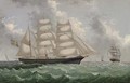 A Swedish three-masted barque in two positions - English School