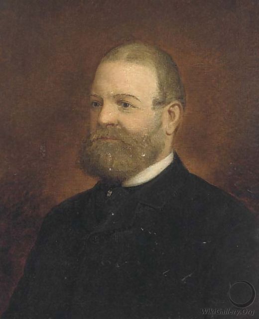 Portrait of a bearded clergyman, quarter-length, in a black jacket and collar - English School