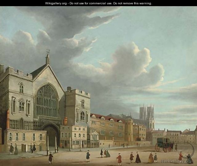 New Palace Yard, with Westminster Abbey beyond - English School