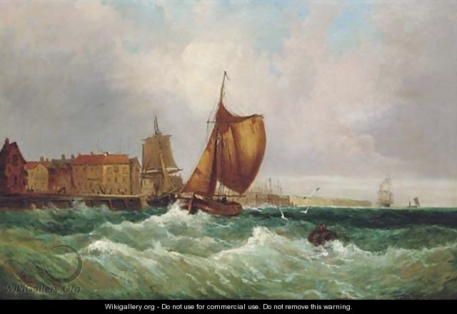 Fishing boats running out of harbour - English School