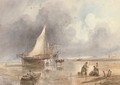 Fisherfolk on the beach - English School