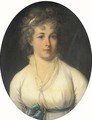 Portrait of a lady, bust-length in a white dress - English School