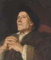 Portrait of a gentleman, seated, quarter-length, in a green robe and black cap - English School