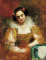 A elegant lady in a yellow dress - English School