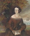Portrait of a lady, half-length, in a tartan dress - English Provincial School