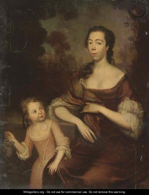 Portrait of a mother and daughter - English School