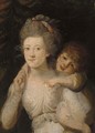 Portrait of a mother and child - English School