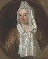 Portrait of a lady, bust-length, in a lace bonnet, in a painted oval - English School