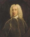 Portrait of a gentleman, bust-length, in a green jacket - English School