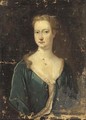 Portrait of a lady, bust-length, in a blue jacket - English School