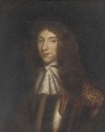 Portrait of William Ffarington, bust-length, in a lace jabot and armour, feigned oval - English School