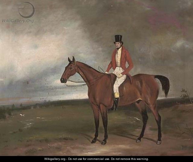 A gentleman on his favourite hunter, in an extensive landscape - English School