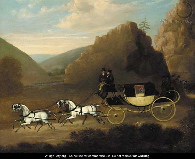 A coach and four in a gorge - English School