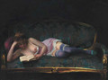 A reclining female nude - Emil Pap