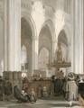 The interior of the Nieuwe Kerk, Amsterdam, looking north-east, with a sermon in progress - Emanuel de Witte