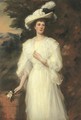 Portrait Of Edith, Lady Cunard, Three-Quarter-Length, In A White Dress - Ellis William Roberts