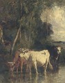 Cattle at the river - Emile Van Marcke De Lumman