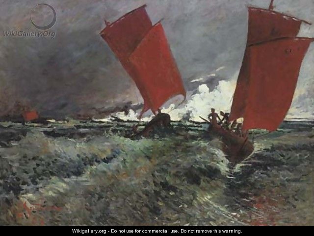 Les voiliers rouges - Emile Jourdan