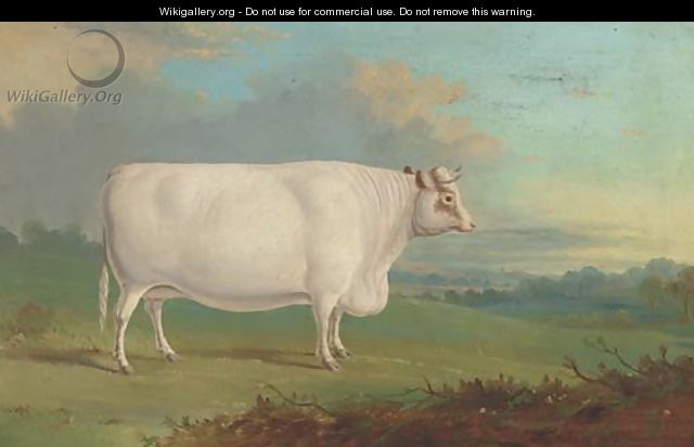 A cow in an extensive landscape - English Provincial School