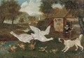 A commotion in the farmyard - English Provincial School