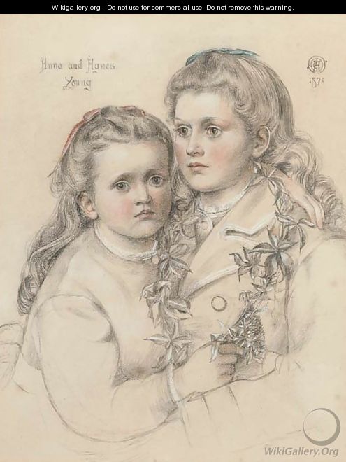 Double portrait of Anna and Agnes Young, half-length - Emma Sandys