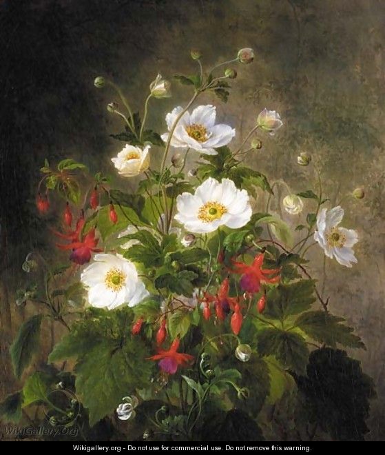 Floral still life with fuchsia - Emma Augusta Thomsen