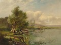Anglers by a tranquil river - Henry John Boddington
