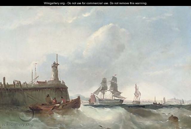 Shipping at the harbour mouth - Edwin Hayes