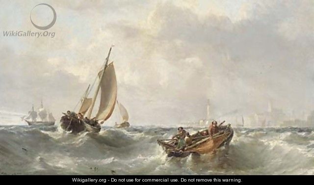 Fishermen off the harbour mouth at Margate - Edwin Hayes