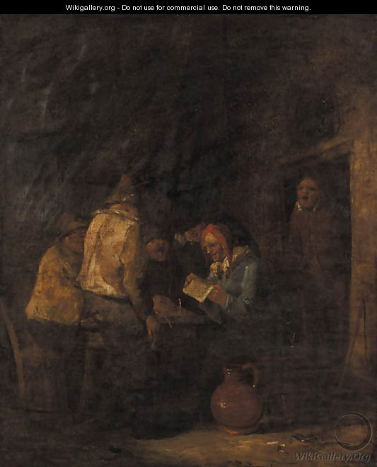 Boors singing in a barn - Egbert van, the Younger Heemskerck