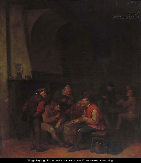 Boors at cards in an inn - Egbert van, the Younger Heemskerck