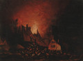 A village on fire - Egbert van der Poel