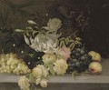 Lillies and roses, hollyhocks, grapes and peaches - Edwin Steele