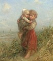 A girl holding a baby in the dunes - Elchanon Verveer