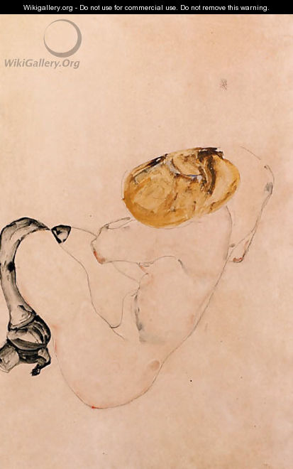 Angstlich kauerndes junges Madchen - Egon Schiele