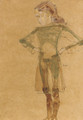Stehendes Madchen mit durchsichtigem Kleid - Egon Schiele