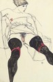 Liegender Akt mit schwarzen Strutmpfen - Egon Schiele