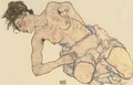 Kniender weiblicher Halbakt - Egon Schiele