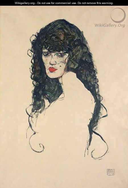 Bildnis einer Frau mit schwarzem Haar - Egon Schiele