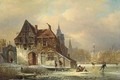 Winteransicht und kirche zu Haarlem - Elias Pieter van Bommel