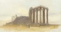 The Temple of Olympian Zeus with the Acropolis beyond, Athens - Edward Lear